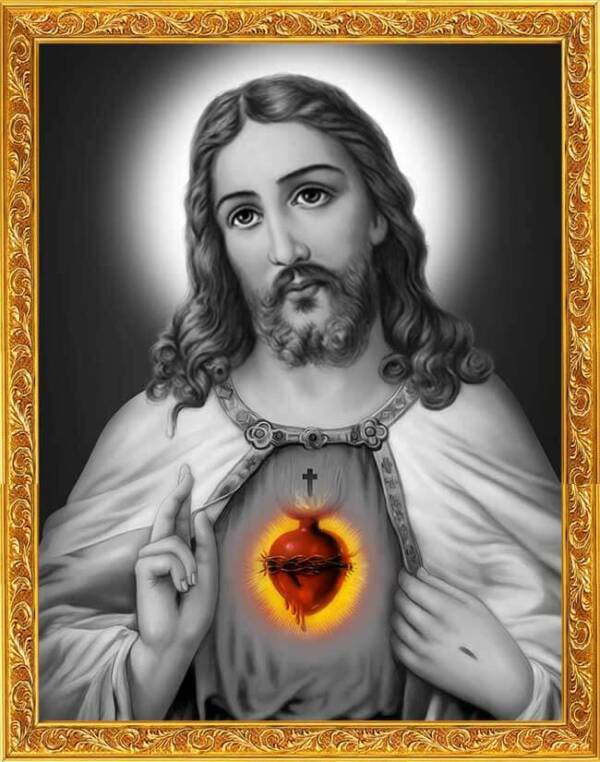 SACRED HEART JESUS B&W