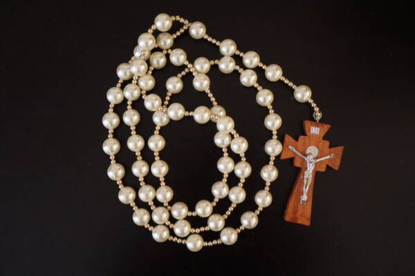 Cream Dark Wood Rosary